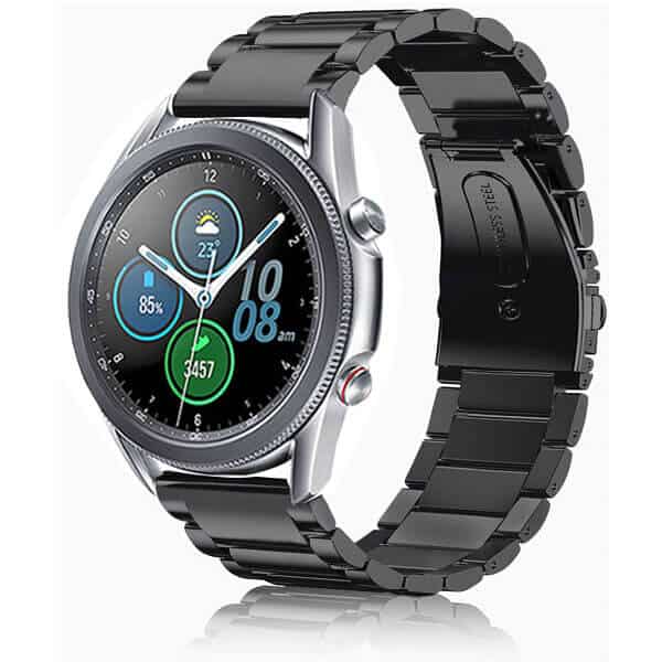 Garmin Forerunner 645 Music, 20mm Stainless Steel Metal Replacement Strap Loop Bracelet Women Men (Black)