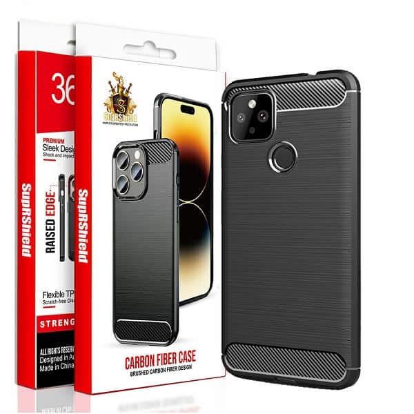 For Google Pixel Shockproof Case Carbon Fiber Heavy Duty Rugged Cover (Black)