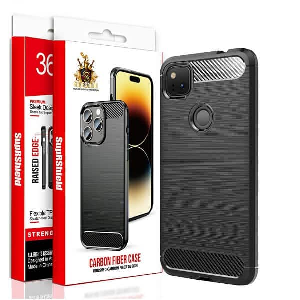 For Google Pixel Shockproof Case Carbon Fiber Heavy Duty Rugged Cover (Black)