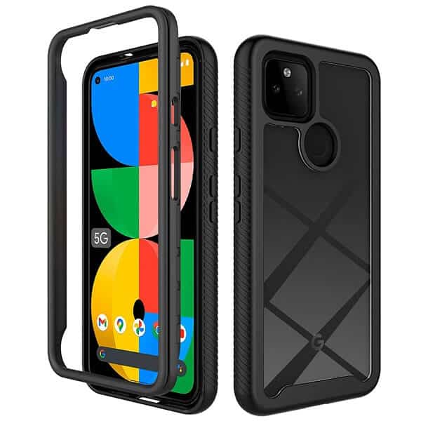 Google Pixel 5A 5G Shockproof Heavy Duty Case Cover, Wallet Leather Flip Cover, Heavy Duty Case, Gel Case, Tempered Glass Screen Protector.