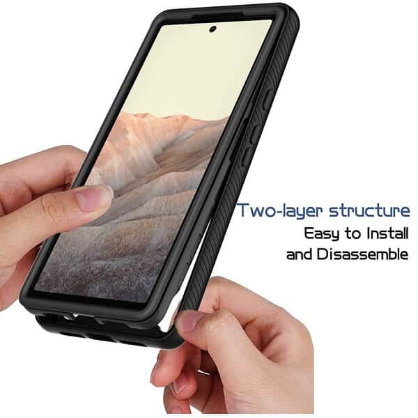 Google Pixel 6 Military Grade Full Body Shockproof Clear Heavy Duty Case Bumper Drop Protection Tough Cover (Black)