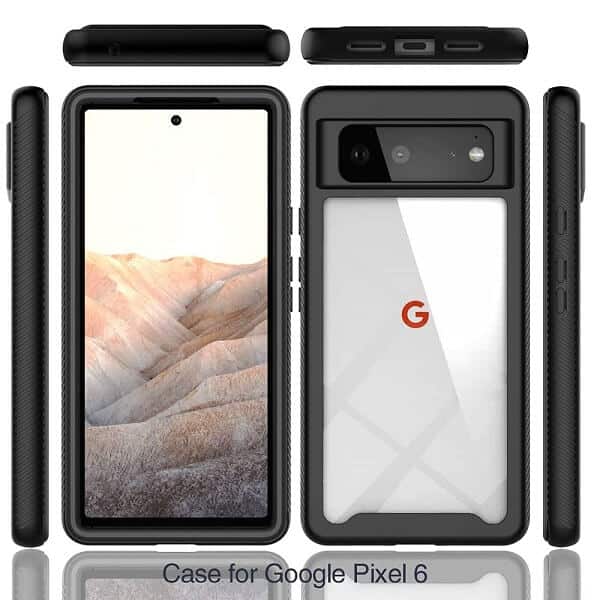 Google Pixel 6 Military Grade Full Body Shockproof Clear Heavy Duty Case Bumper Drop Protection Tough Cover (Black)