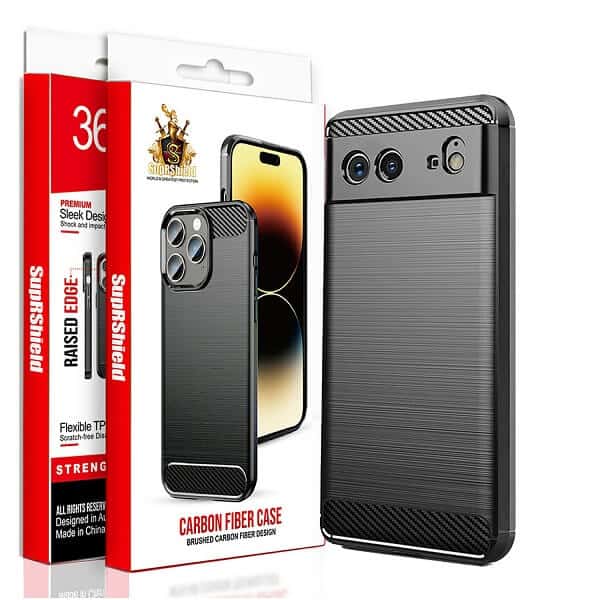 For Google Pixel Shockproof Case Carbon Fiber Heavy Duty Rugged Cover (Black)