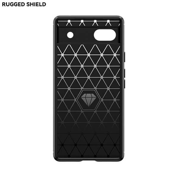 Google Pixel 6A Shockproof Case Carbon Fiber Heavy Duty Rugged Cover (Black)