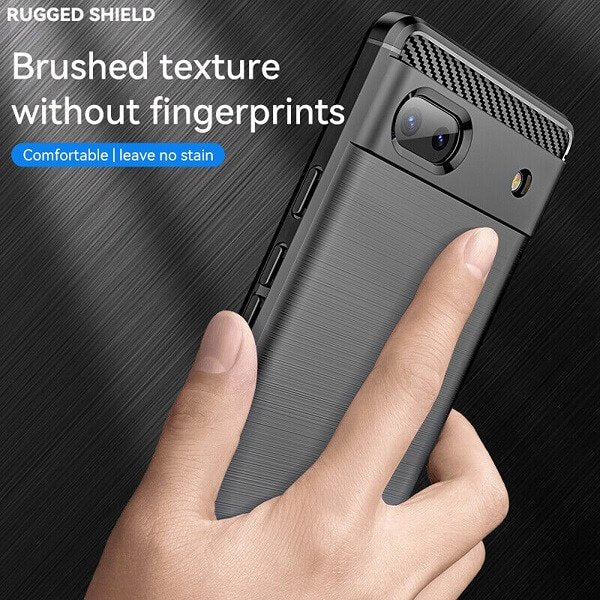 Google Pixel 6A Shockproof Case Carbon Fiber Heavy Duty Rugged Cover (Black)