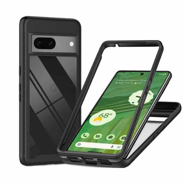 For Google Pixel Military Grade Full Body Shockproof Clear Heavy Duty Case Bumper Drop Protection Tough Cover (Black)