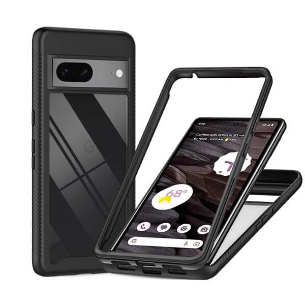 For Google Pixel Military Grade Full Body Shockproof Clear Heavy Duty Case Bumper Drop Protection Tough Cover (Black)