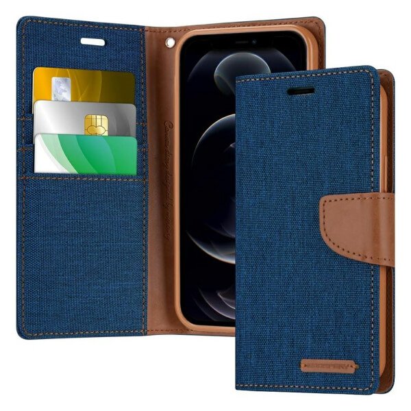 Goospery Canvas For Apple iPhone Wallet Leather Case Denim Stand Flip Fabric Pouch Credit Card Slots Cover
