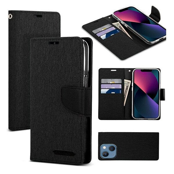 Goospery Canvas For Apple iPhone Wallet Leather Case Denim Stand Flip Fabric Pouch Credit Card Slots Cover