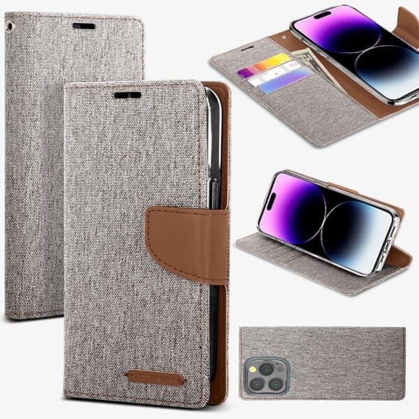 Goospery Canvas For Apple iPhone Wallet Leather Case Denim Stand Flip Fabric Pouch Credit Card Slots Cover