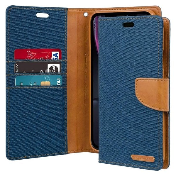 Goospery Canvas For Apple iPhone Wallet Leather Case Denim Stand Flip Fabric Pouch Credit Card Slots Cover