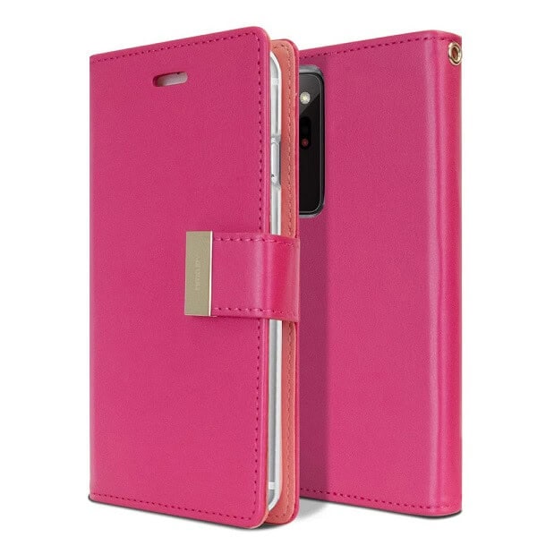 Goospery Samsung Galaxy Note 20 Ultra Rich Diary Wallet Flip Case Leather Card Slots Magnetic Cover (Hot Pink) NT20U-RIC-HPNK