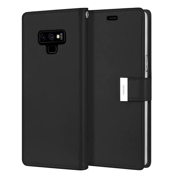Goospery Samsung Galaxy Note 9 Rich Diary Wallet Flip Case Leather Card Slots Magnetic Cover (Black) NT9-RIC-BLK