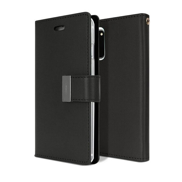Goospery Samsung Galaxy S20 FE Rich Diary Wallet Flip Case Leather Card Slots Magnetic Cover (Black)