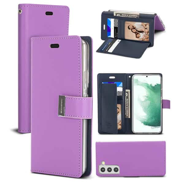 Goospery Samsung Galaxy S22 +/ S22 Plus Rich Diary Wallet Flip Case Leather Card Slots Magnetic Cover (Purple)
