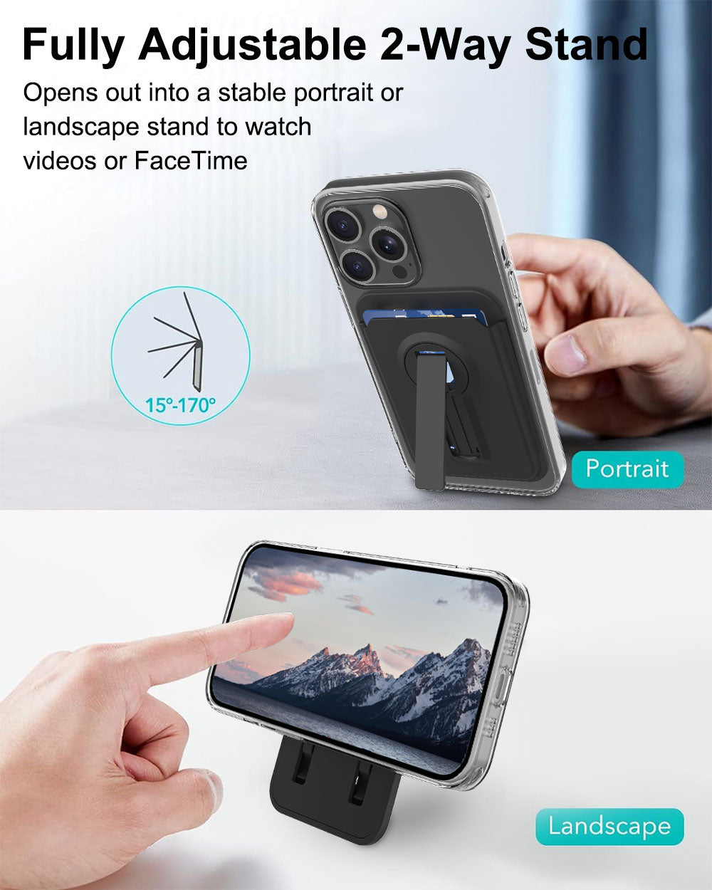 With Kickstand MagSafe Magnetic, RFID Blocking Back Mobile Phone Card Holder