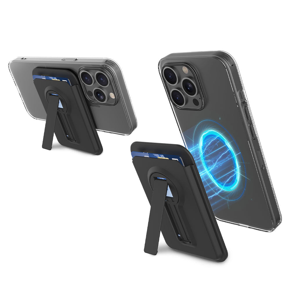 With Kickstand MagSafe Magnetic, RFID Blocking Back Mobile Phone Card Holder