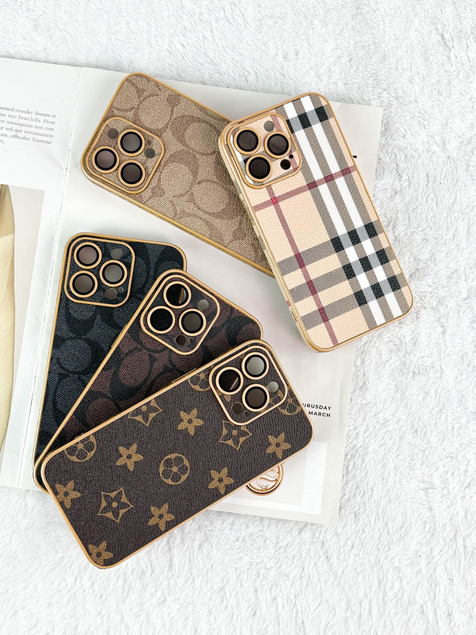 With Camera Lens Protector, Luxury PU Leather Plating Edge Slim Soft Protective Case Cover for Apple iPhone