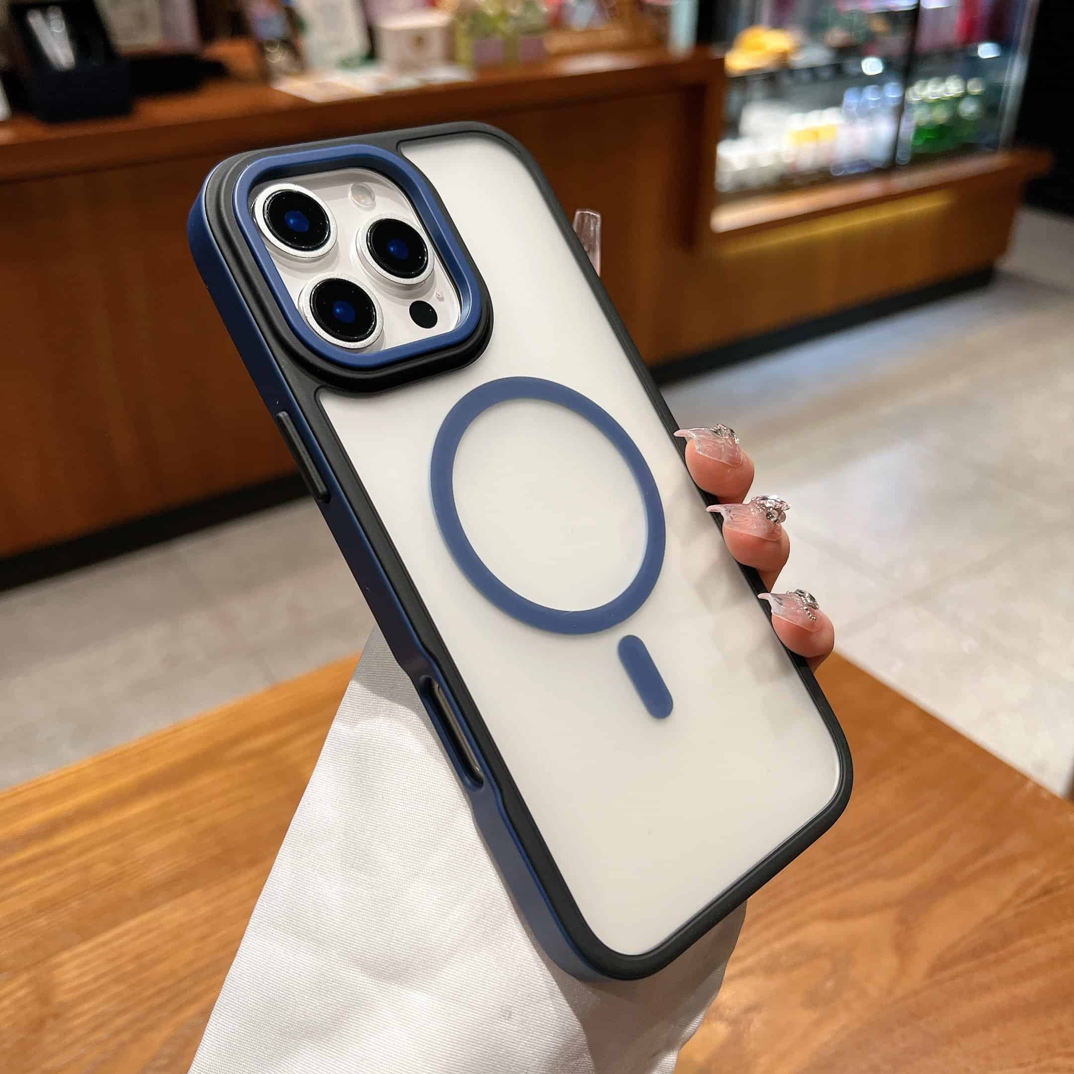 Blue For Apple iPhone Matte Acrylic Hard Clear MagSafe Magnetic Shockproof Case Cover