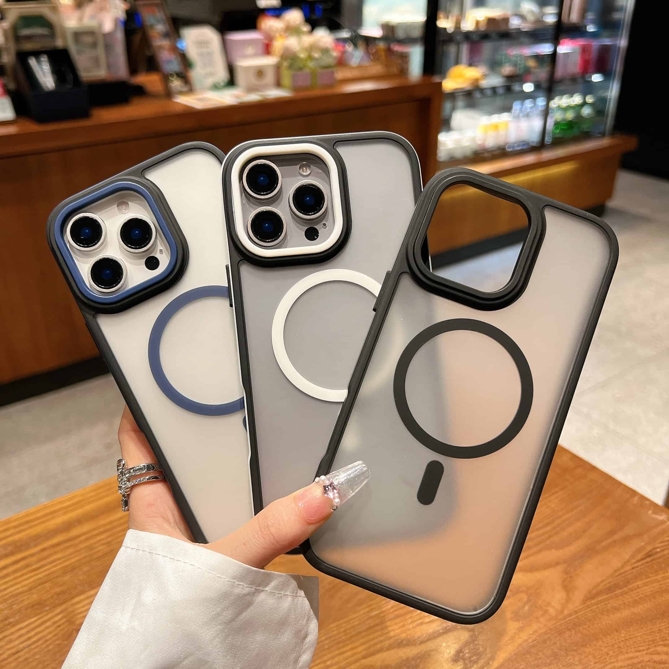 Blue For Apple iPhone Matte Acrylic Hard Clear MagSafe Magnetic Shockproof Case Cover