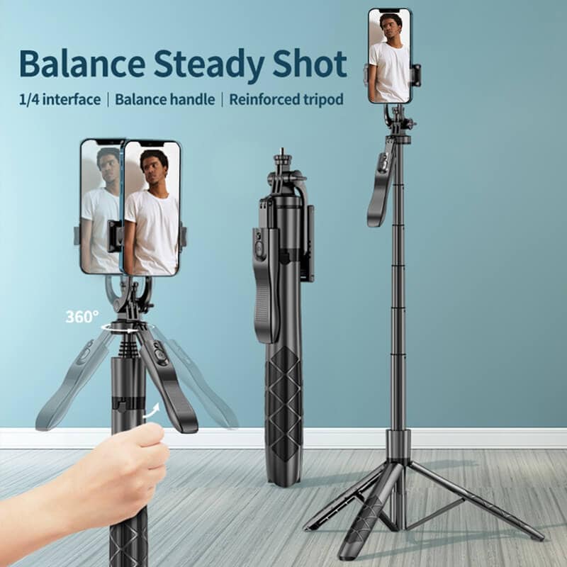 L16 1530mm Wireless Selfie Stick Tripod Stand Balance Stabilizer Live Foldable Monopod for GoPro AXNEN DJI Osmo Action Cameras for Smartphones
