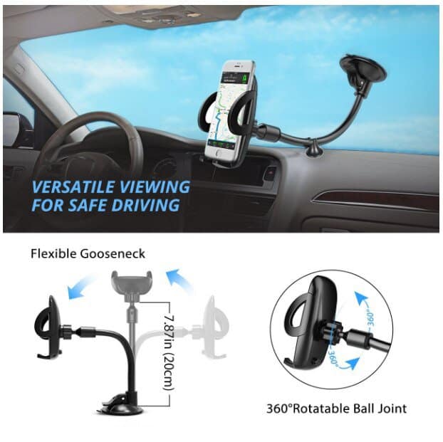 Windshield /Dashboard /Air vent Car Cell Mobile Phone Holder With Long Arm Mount for GPS iPhone Samsung Nokia Google Motorola Universal