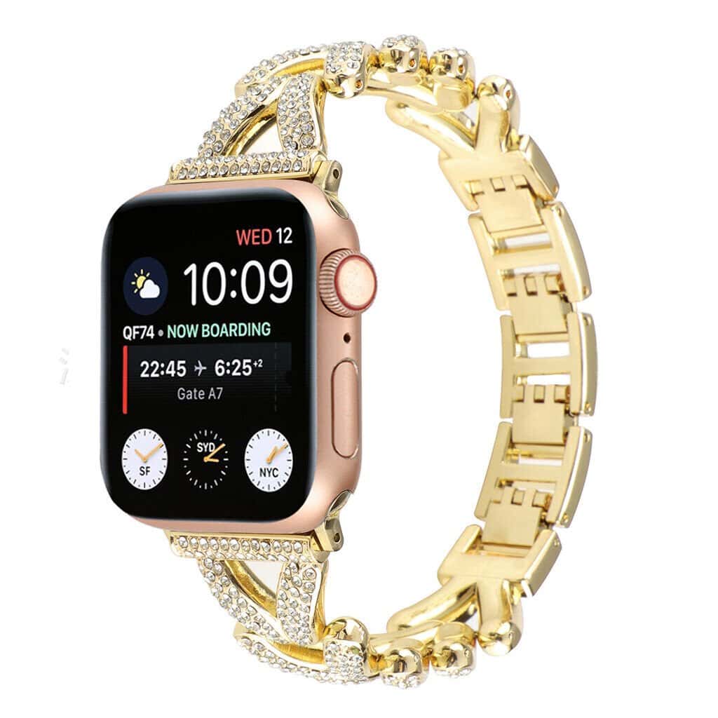 For Apple iWatch V Shape Bling Rhinestones 38 /40 /41 /42 /44 /45 /46 /49mm Bracelet Strap Wristband