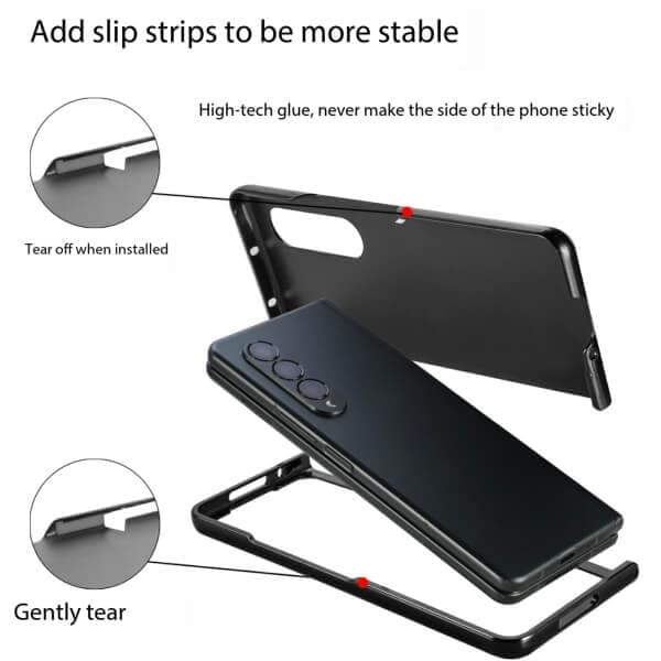 For Samsung Galaxy Z Fold 5 5G Phone Case with S Pen Holder, PU Leather Protective Case with Flip Cover and Kickstand