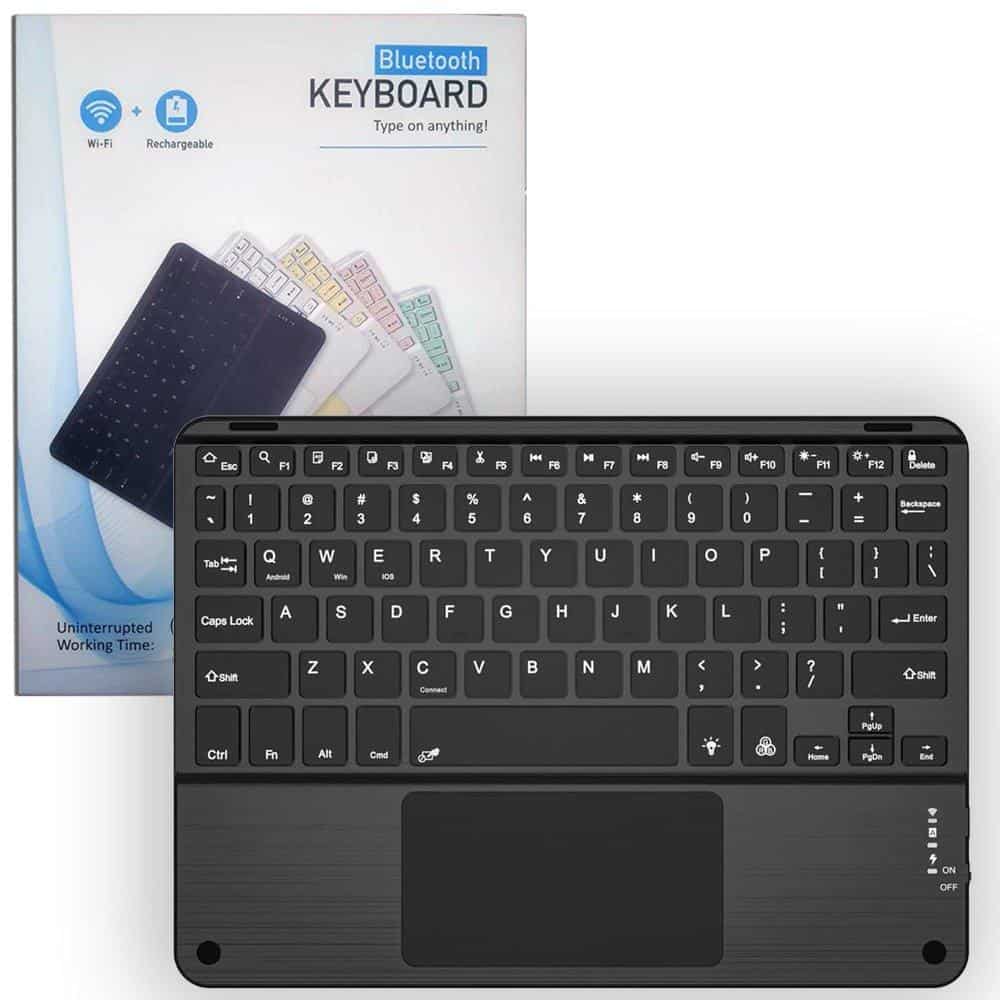Wireless 7 Colors Backlit Bluetooth Rechargeable Keyboard With Touchpad for iPhone/iPad/Pro, Samsung Android Tablets, Windows, Lenovo