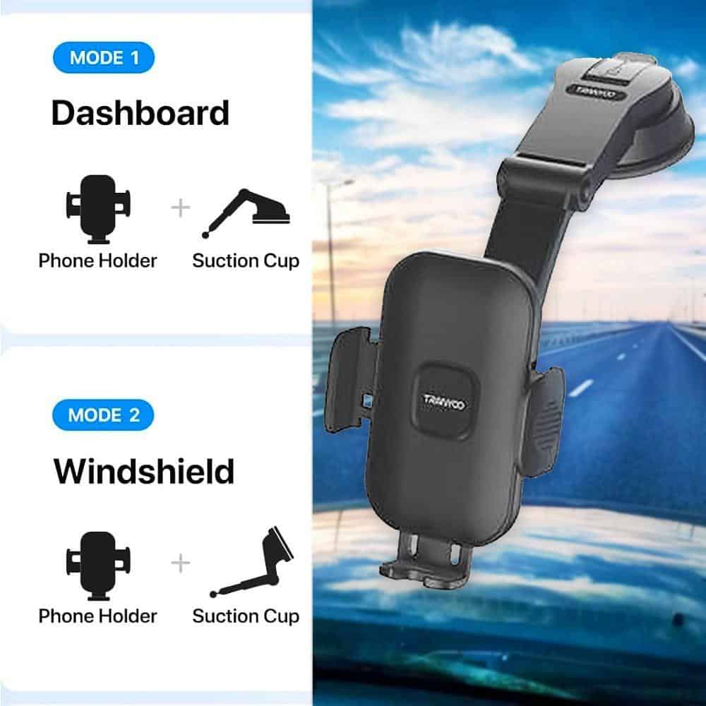 TRANYOO (T-Z18) Dashboard Strong Suction Cup Telescopic Arm Design Hands Free Car Phone Mount Holder