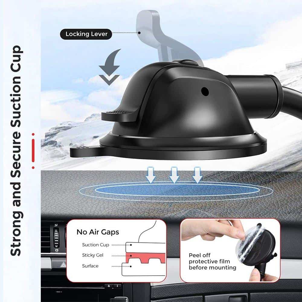 TRANYOO (T-Z18) Dashboard Strong Suction Cup Telescopic Arm Design Hands Free Car Phone Mount Holder