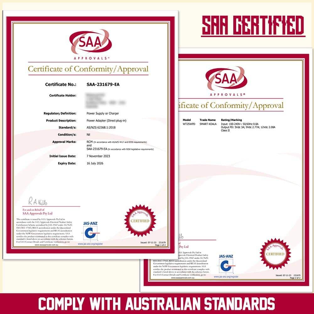 Smart Koala 25W Fast Charging Charger, SAA Certified USB C Wall Plug Power Adapter with 1M Lightning Cable Cord for Apple iPhone/iPad/iPod