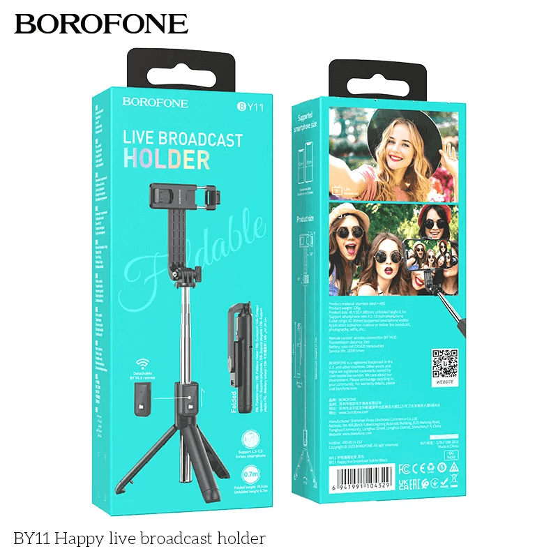 BOROFONE BY11 Bluetooth Remote Control Selfie Stick With Tripod Desktop Stand Self-Timer Portable Stretchable Holder Anti-Shake Stabilizer