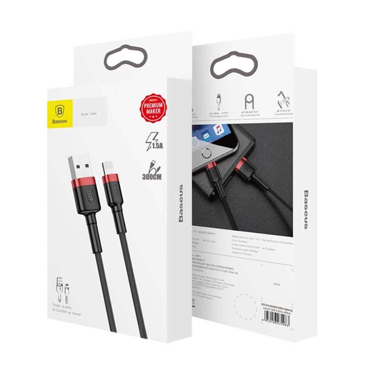 Baseus 3m USB to Lightning Braided Charging Cable Cord For iPhone 14 13 12 11 Pro Max XR XS 10 8 7 Plus 6,iPad, iPod