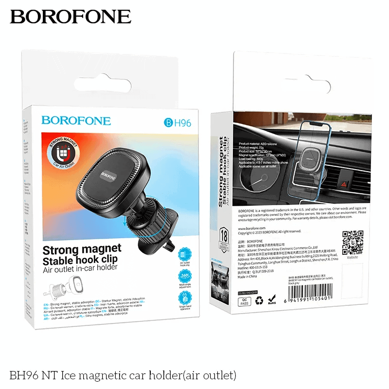 BOROFONE BH96 NT 360 Degree Rotating Air Outlet Magnetic Air Vent Car Mobile Phone Holder for 4.5-7 inch iPhone Samsung Google Nokia Oppo Motorola