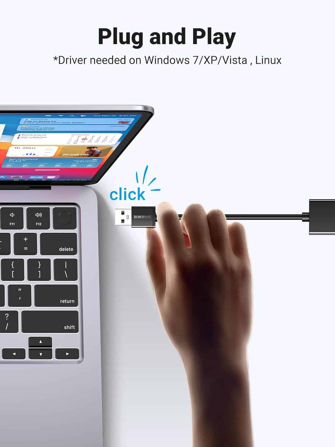 Borofone DH7 USB 3.0 Gigabit Network Adapter USB Male to RJ45 Female 10/100Mbps Ethernet Port Cable Connector Wired Internet LAN OTG Converter Adaptor