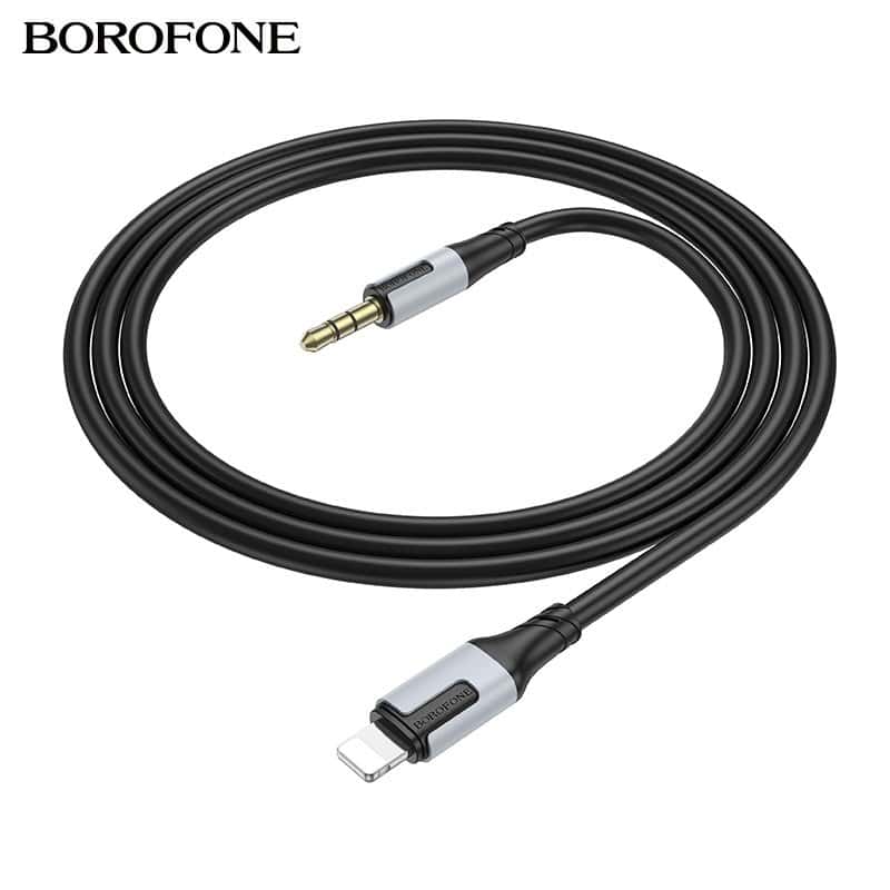BOROFONE BL19 1M Lightning to 3.5mm Audio Aux Auxiliary Audio Cable Cord For Apple iPhone iPad iPod (Black)