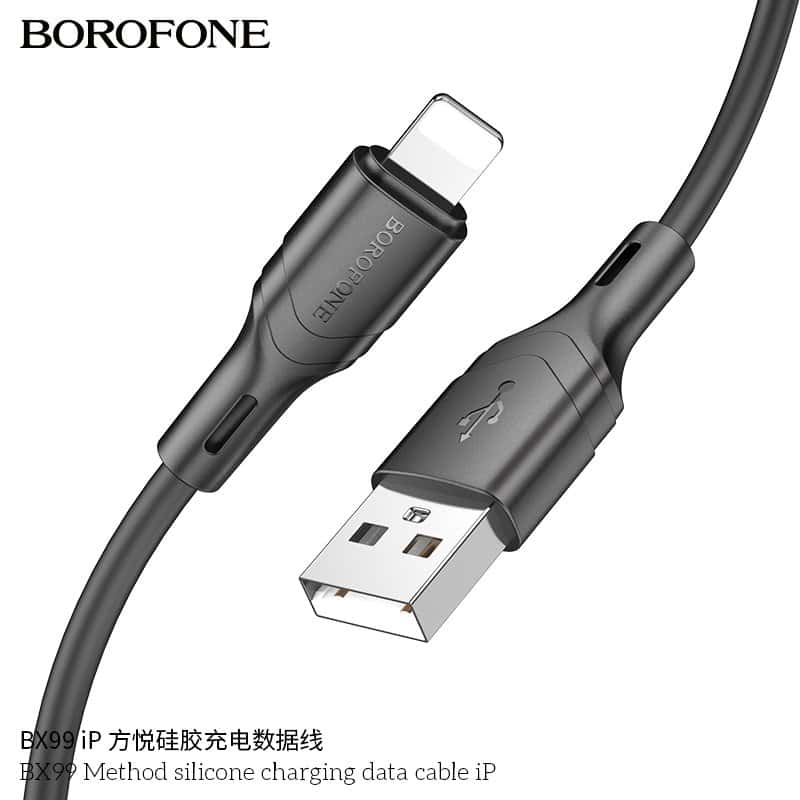 (30 pcs/Box) Borofone BX99 1M USB A to Lightning Data Sync Cable Cord For Shop Counter (Black)