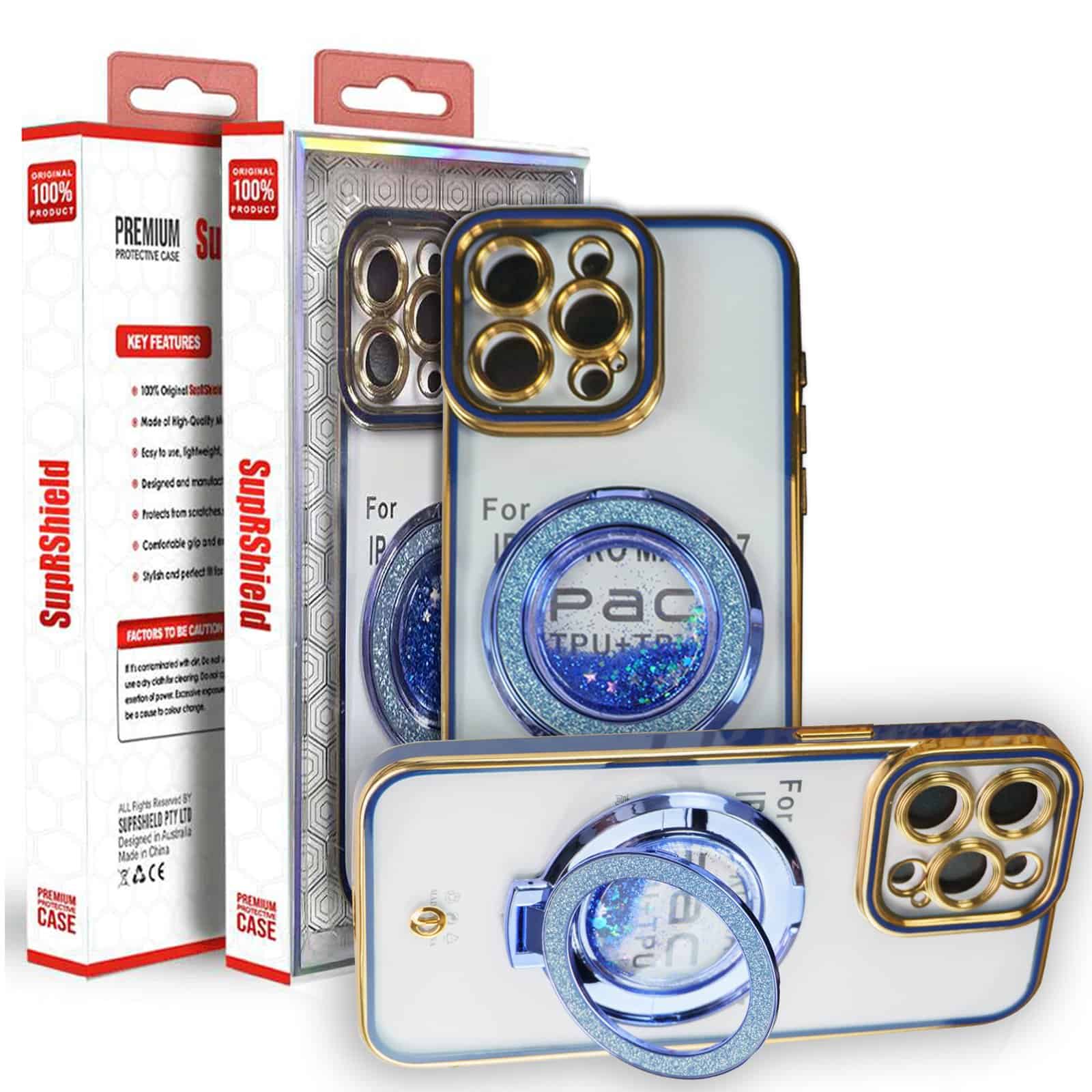 For Apple iPhone Glitter Stand Case Shockproof Case Heavy Duty Protective Back Cover