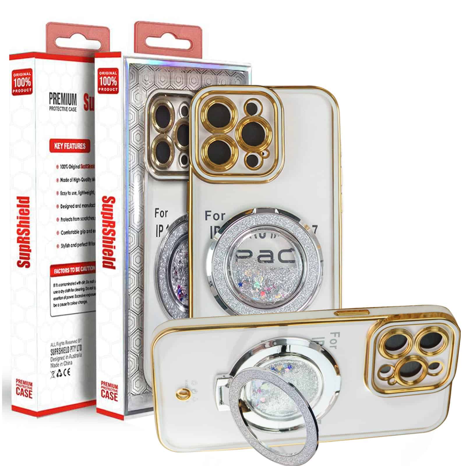 For Apple iPhone Glitter Stand Case Shockproof Case Heavy Duty Protective Back Cover