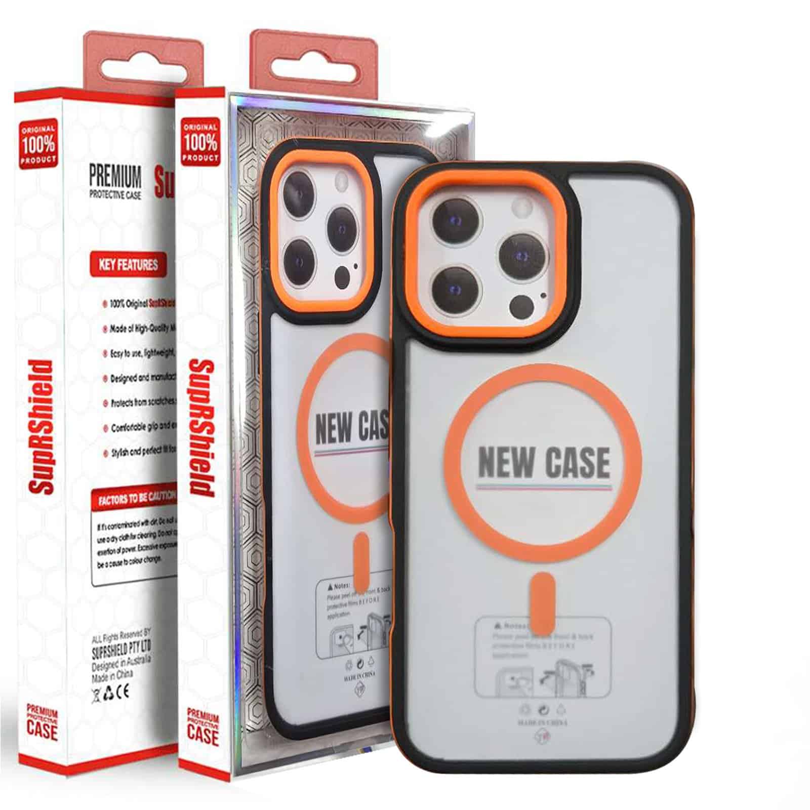 Orange For Apple iPhone Matte Acrylic Hard Clear MagSafe Magnetic Shockproof Case Cover