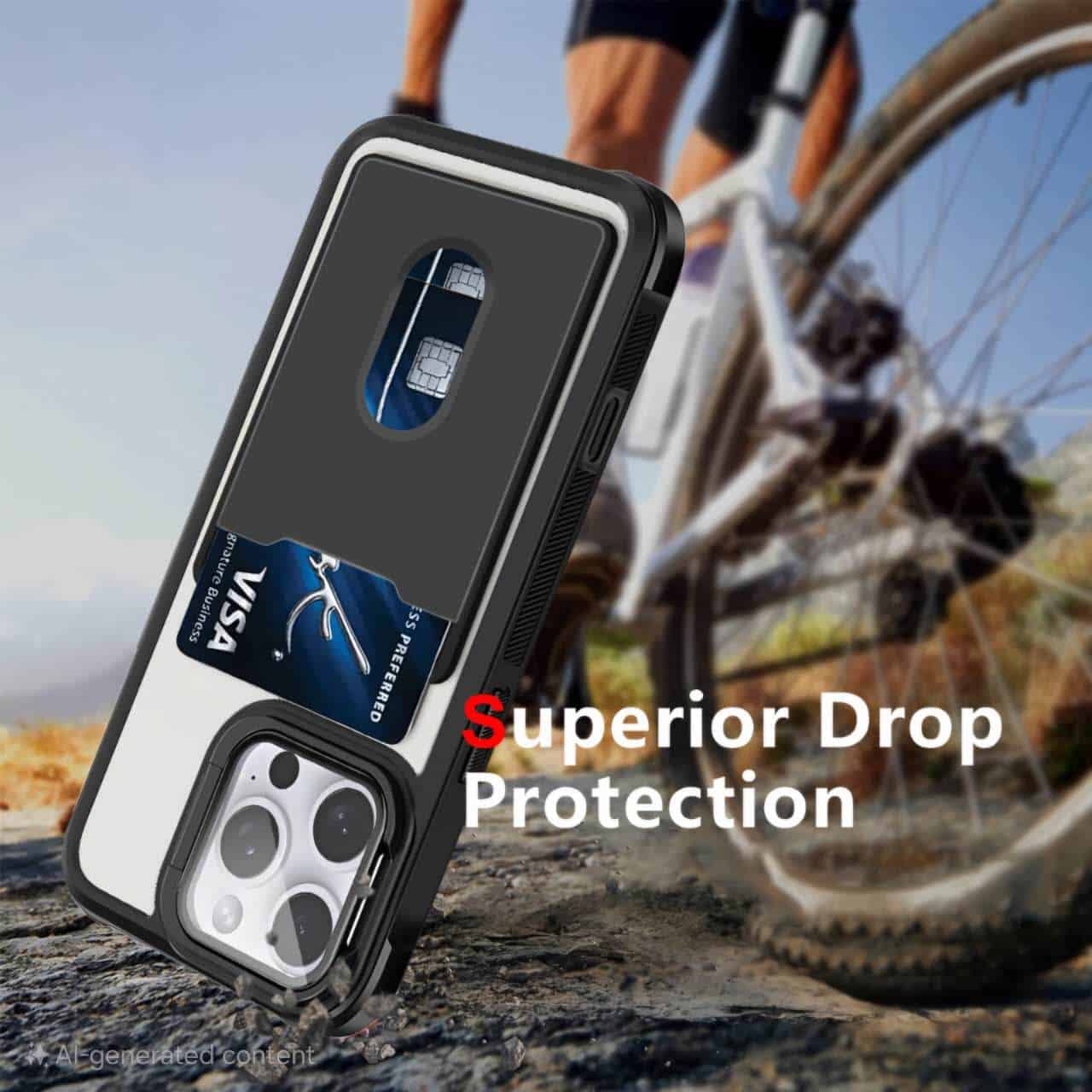 For iPhone Hard Back Wallet Card Holder Mobile Camera Stand Phone Case Cover