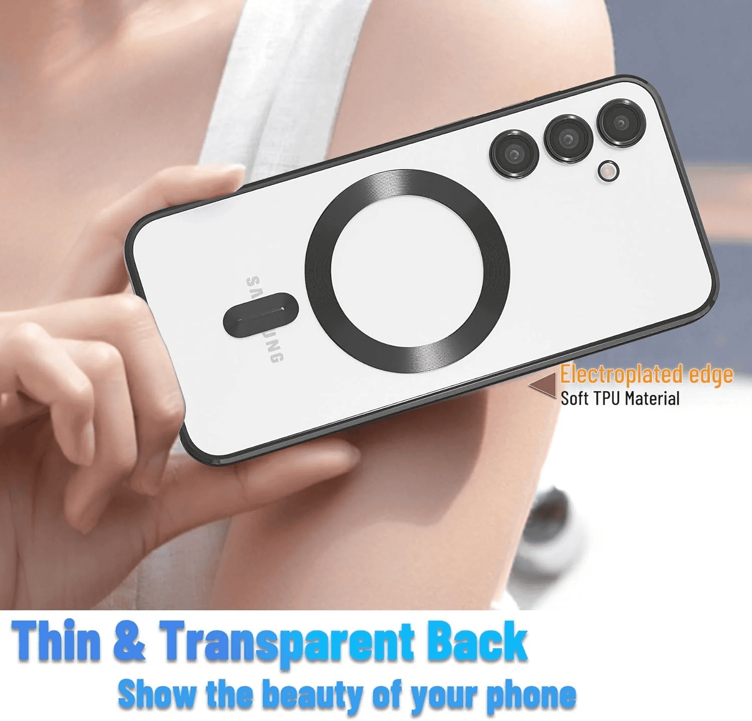 For Samsung Galaxy A16/A36/A56 Plating MagSafe Magnetic TPU Back Clear Case Cover