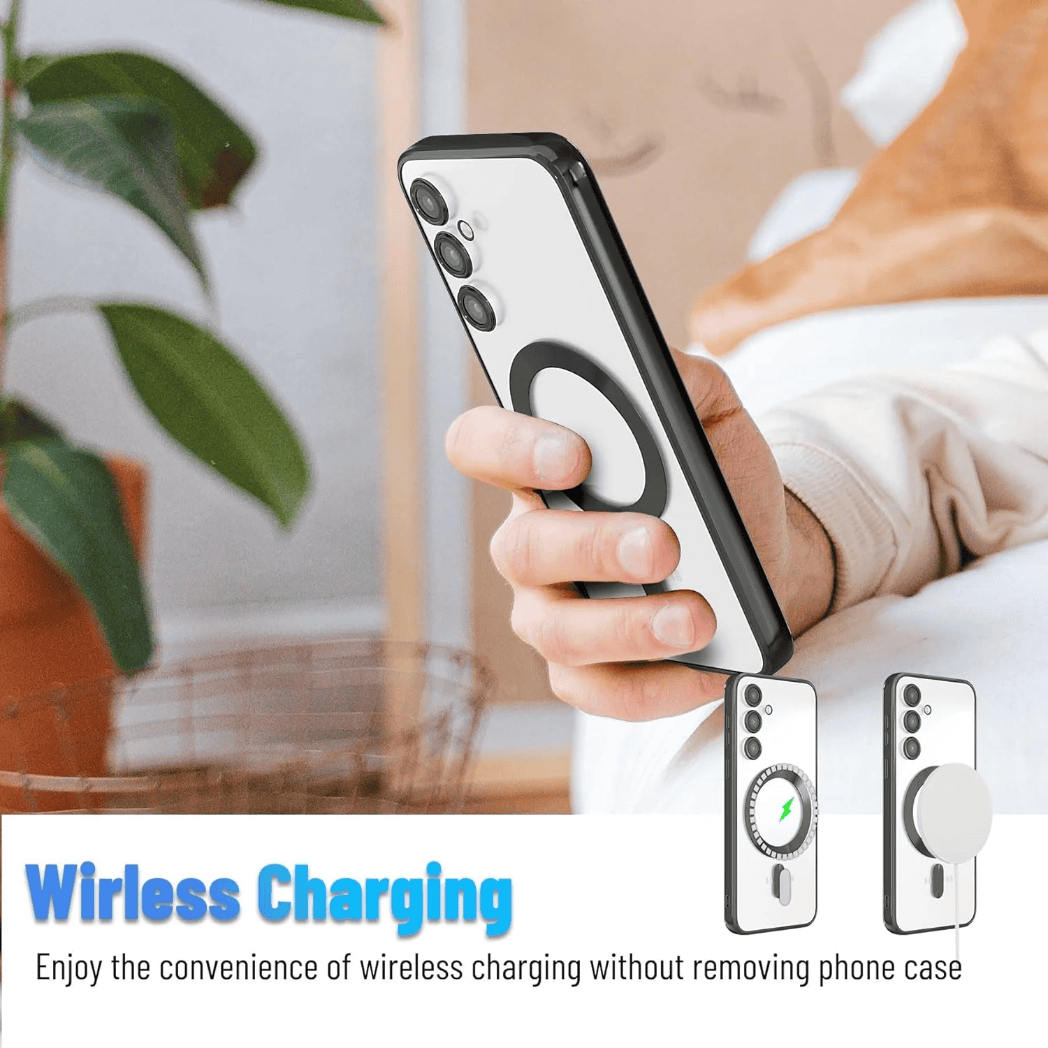 For Samsung Galaxy A16/A36/A56 Plating MagSafe Magnetic TPU Back Clear Case Cover