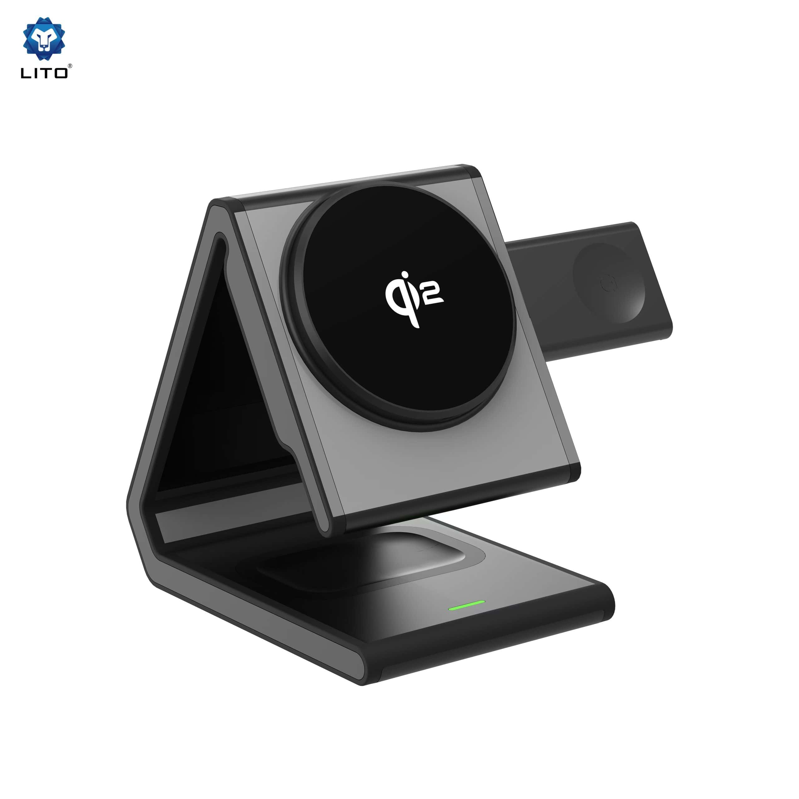 Lito LT-W02 Qi2 15W 4-in-1 Fast Charging Magnetic Wireless Charger Station Charging Stand