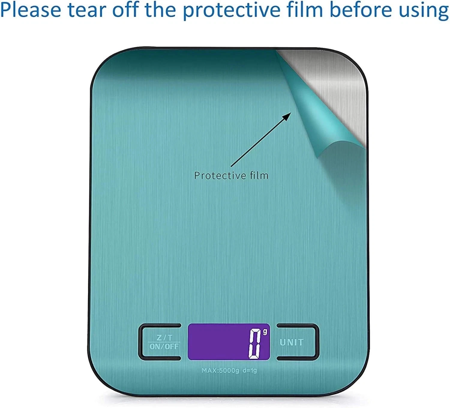 Digital Stainless Steel Kitchen Scale 5000g/1g Precision Food Scale with Backlit LCD Display, Tare Function & Unit Conversion