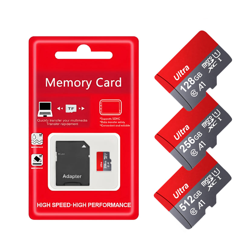 Ultra TF Memory Card 128GB 256GB 512GB Class 10 A1 High Speed Micro SDXC with Adapter, Reliable Storage for Phone, Camera, Tablet, Dashcam