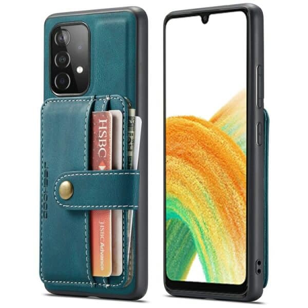 JEEHOOD For Samsung Galaxy A33 5G Wallet Leather Case with Detachable Ultra Slim RFID Blocking Back Card Holder (Teal Blue)