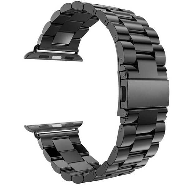 Apple Watch Series 7 /SE /6 /5 /4 /3 /2 /1 Replacement Wrist Band 38mm 40mm 41mm 42mm 44mm 45mm Stainless Steel Metal iWatch Wristband Loop Strap (Black)