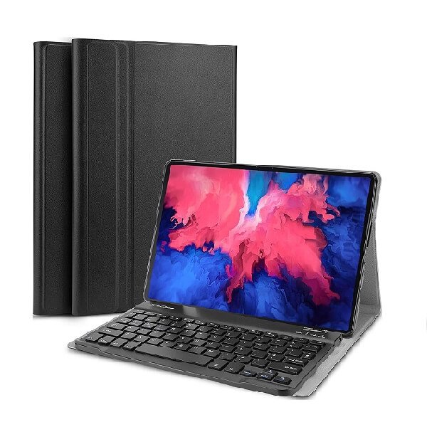 Lenovo Tab P11 Wireless Bluetooth Keyboard Case Folio Leather Smart Magnetically Detachable Cover (Black)
